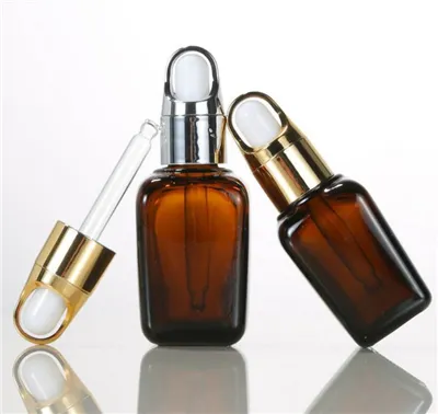Garrafa de gotas de gotas de vidro quadrado de 30 ml para garrafas de óleo de essência sérica